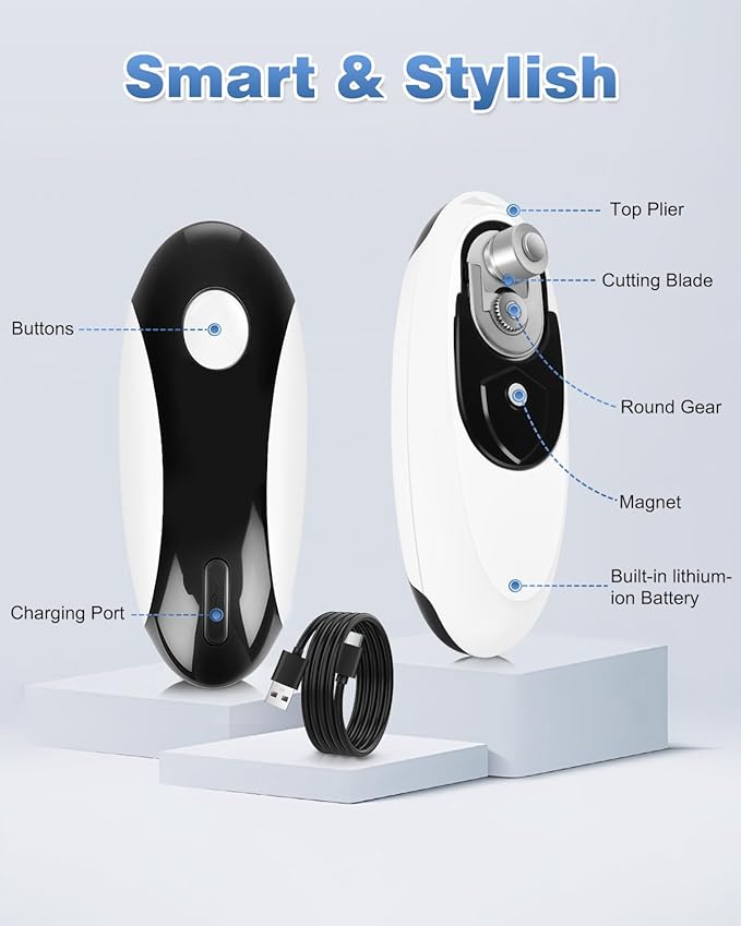 Auto Stop Electric Can Opener - Rechargeable Can Openers Smooth Edge for Seniors,One Touch Cut Opener Handsfree for Kitchen Portable for Any Size Cans