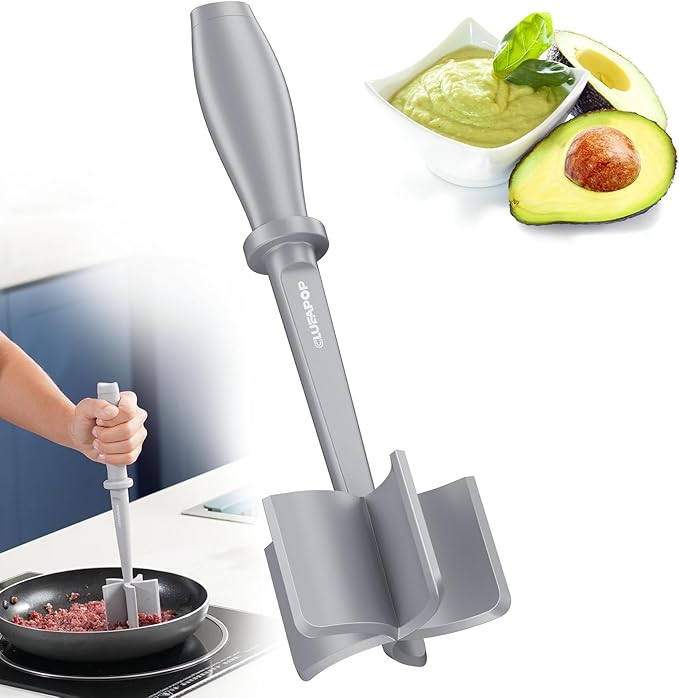 Premium Meat Chopper for Ground Beef - CLUEAPOP Heat Resistant Meat Masher - Kitchen Tools & Gadgets - Ground Beef Smasher - Non Stick Hamburger Chopper - Cook Ground Meat with Easy