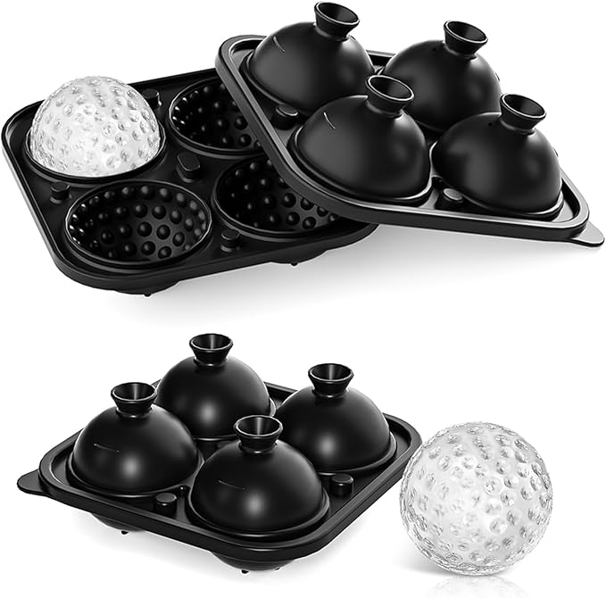 2 Pack Golf Ball Ice Cube Mold 2.1 Inch Large Silicone Golf Ball Ice Cube Molds Fun Shapes Craft Sphere Ice Molds Christmas Gifts for Men and Women Cocktails, Bourbon, Brandy, Whiskey(2, Golf Ball)