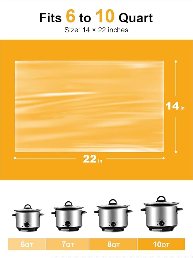 SMARTAKE Slow Cooker Liners, Extra Large Size 14"x 22" Disposable Cooking Bags, Fit 6QT to 10QT for Slow Cooker, Cooking Trays, Suitable for Oval & Round Pots, 15 Liners