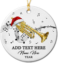 Unique Trumpet Instrument Ceramic Xmas Tree Ornament, Customized Text Year Name Trumpeter/Trumpet Player Ornaments Gift for Women Men, Personalized Trumpets Musical Lover Ceramic Keepsake Ornament