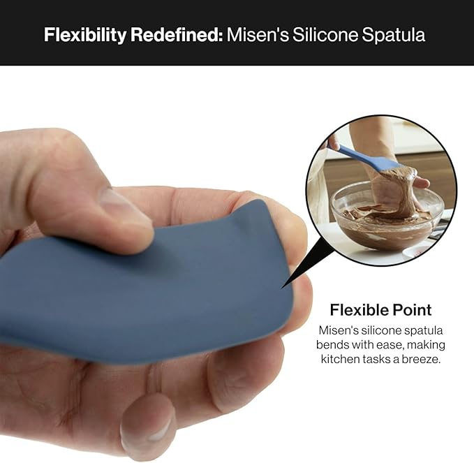 Misen Spatulas - Stainless Steel Fish Spatula and Nonstick-Safe Silicone Spatuala - Blue
