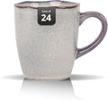 Organic Shape Restaurant Mug 12oz, Commerical Grade Catering Stoneware Coffee Mug in Ir-regular Organic Shape, Chip & Scratch Resistant, Glossy Reactive Glaze Grey, Case of 24
