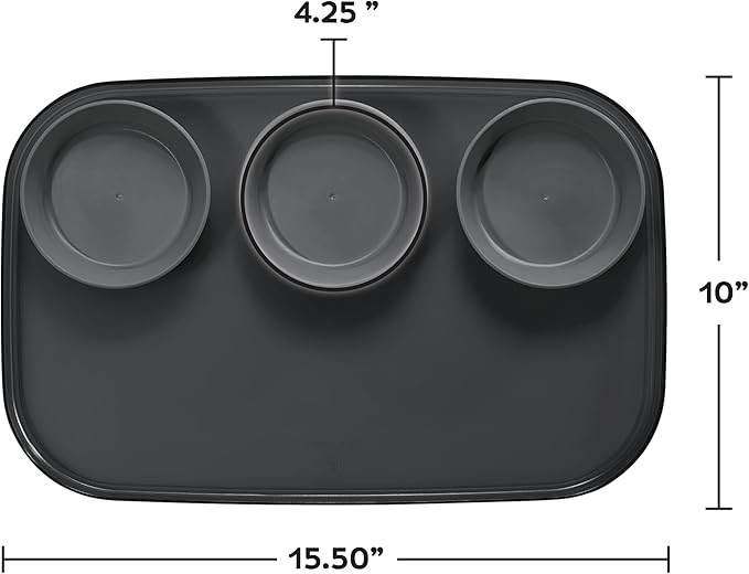 madesmart dipware 3 Bowl Serving Tray, Collapsible & Removable Dip Bowls for Charcuterie, Guacomole, Snacks, Veggies, Premium Dishwasher & Microwave Safe, Multipurpose Plate & Bowl, Ocean