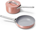 Caraway Mini Cookware Set - Non-Stick Ceramic Fry Pan (1.05 qt, 8") & Sauce Pan (1.75 qt) - Non Toxic, PTFE & PFOA Free - Oven Safe & Stovetop Agnostic (Gas, Electric & Induction) - Perracotta
