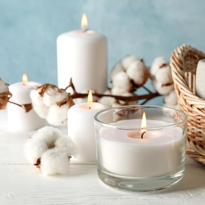 SHOWIN Thick Candle Jars for Making Candles 16 Pcs, 4 OZ Empty Jars with Wood Lids for Candle Making, Sample Container - Dishwasher Safe, Frosted Blue