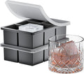 Large Ice Cube Tray for Whiskey 2 Pack, HANCELANT Big Silicone Square Ice Cube Mold with Removable Lid, 2'' Huge Square Ice Cubed Tray for Whisky and Cocktail