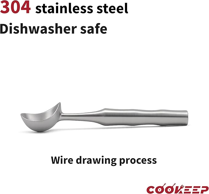 2Pcs Stainless Steel Ice Cream Scoop - Ergonomic Handle Ice Cream Scooper Heavy Duty Ice Cream Scoops Best Rated - One-Piece Dishwasher Safe Icecream Scoop Stainless Steel (2)