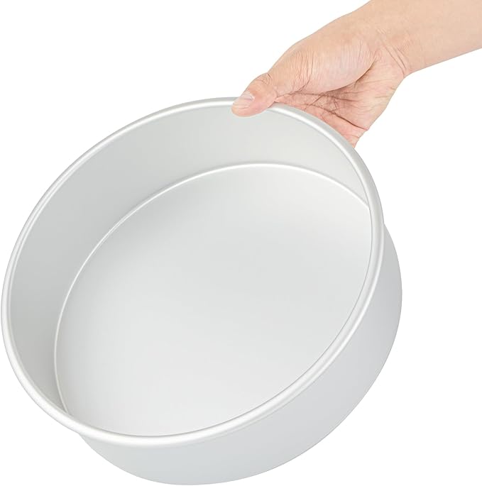 Restaurantware-Met Lux 10 x 3 Inch Straight-Sided Baking Tins, 12 Round Cake Pans - Oven-Ready, Freezable, Anodized Aluminum Round Baking Pans, Greaseproof, For Layer Birthday Cakes