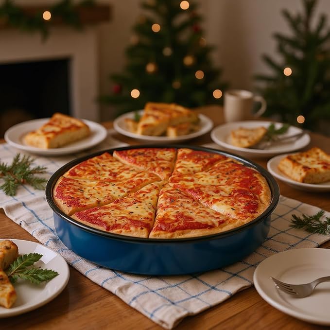 3-Pack Enamel Roasting & Baking Pan Set 10/12/14 Inch Round Deep Cake Pans for Turkey Pizza Casseroles Desserts Oven & Dishwasher Safe up to 932F Thanksgiving Holiday Gifts & Baking Dishes