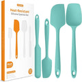 Heat Resistant Silicone Spatula Set: U-Taste 600ºF High Temp Seamless Food Grade Utensil, Flexible Rubber Silicon Kitchen Cooking Mixing Baking Scraper for Nonstick Cookware Set of 4 (Aqua Sky)