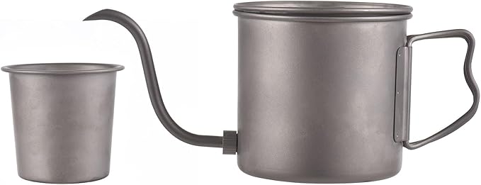 Gooseneck Coffee Kettle, 400ml Pour Over Kettle Ti Folding Handle Water Kettle with Lid
