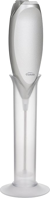 Trudeau Battery Milk Frother,Silver/White,9.5 inch