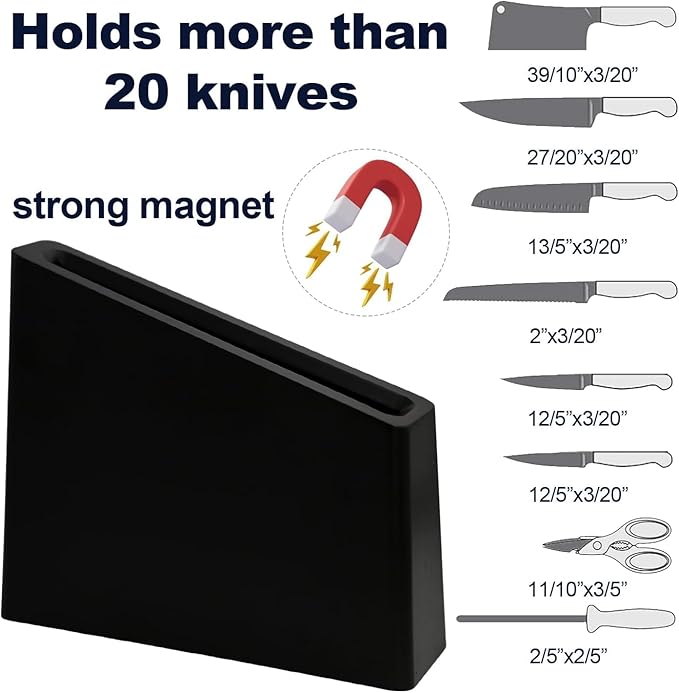 Resafy Magnetic Knife Wooden Block Knife Display Holder Rack Double Side Magnetic Stands with Strong Enhanced Magnets Kinves Strip Magnetic Knife Holder