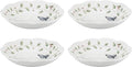 Lenox Pasta Bowls, 20oz Butterfly Meadow Pasta Bowl Set of 4, Service For 4, Porcelain, White Serving Bowls, Wide, Shallow, Lenox Butterfly Meadow Collection, Dishwasher/Microwave Safe (White 4-Piece)