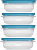 Rubber maid 1.25 Cup Flex & Seal Leak Proof Lids Food Storage Container Set, Teal, Clear Meal Prep Flex Containers, 4 Piece Bundle Set