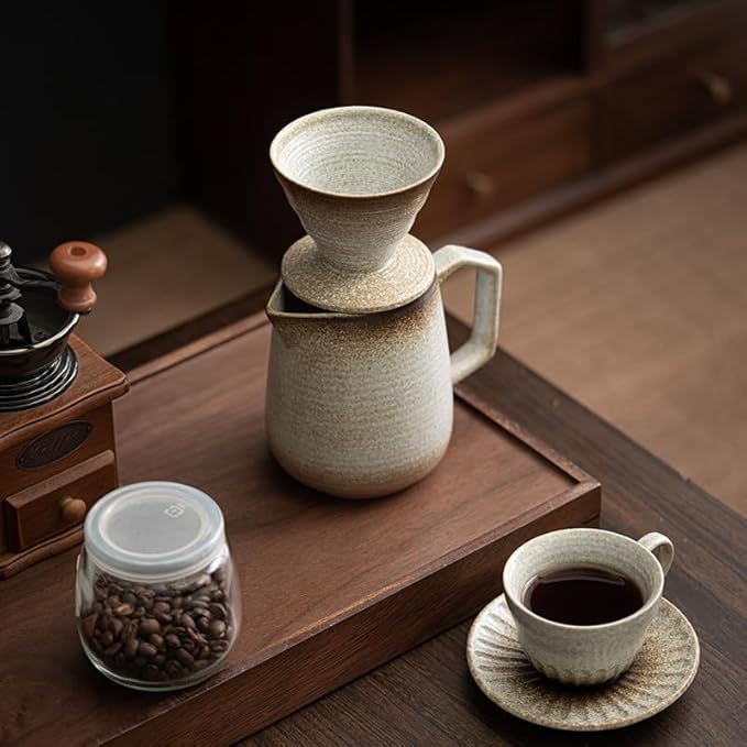 Pour Over Coffee Maker,Ceramic Coffee Maker With 100 pcs Paper Filter，16oz/480ml Pour Over Coffee Dripper (Off White)