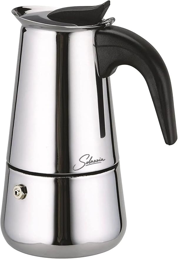 Coffee Maker 4 Cup Moka Pot Stainless Steel Percolator coffee pot Espresso Maker, Compatible with Gas, Electric, Ceramic, and Induction stovetops(6.6 fl oz/200 ml)