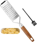 Professional Cheese Grater Stainless Steel,Multi-Purpose Grater With Wood Handle for Cheese, Ginger, Lemon, Garlic, Nutmeg,Fruits,Chocolate & Spices-Wideboard (Grinding)