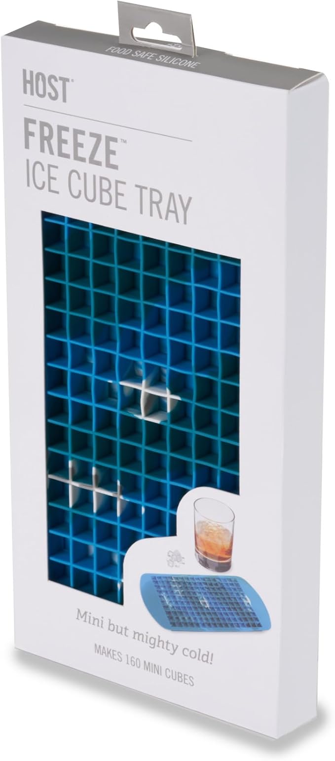 Host Mini Ice Cube Tray, Makes 160 Cubes, Durable Silicone Trays, Perfect for Cocktails, Whiskey, Bourbon, Margarita, Mojito, Iced Coffee, Home Kitchen Essentials, Set of 1, Blue Marble
