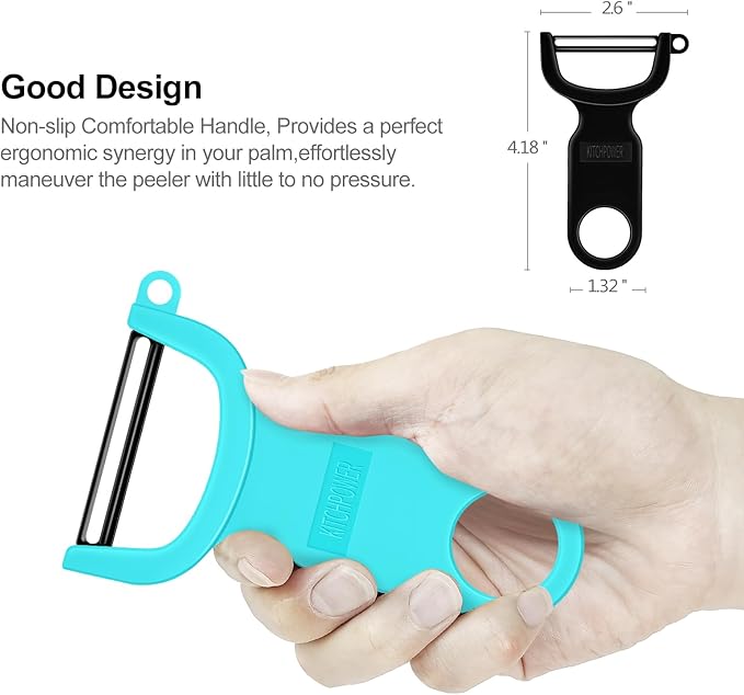 Original Vegetable Fruit Peeler Carbon Steel Blade 3 Pack Grey/Blue/Black…