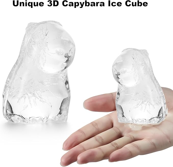 Nax Caki 3D Capybara Ice Cube Mold Fun Shapes, Capybara Gifts for Women & Capybara Lovers, Cute Large Craft Ice Mold, Big Capybara Ice Cube Trays for Whiskey Cocktails Bourbon
