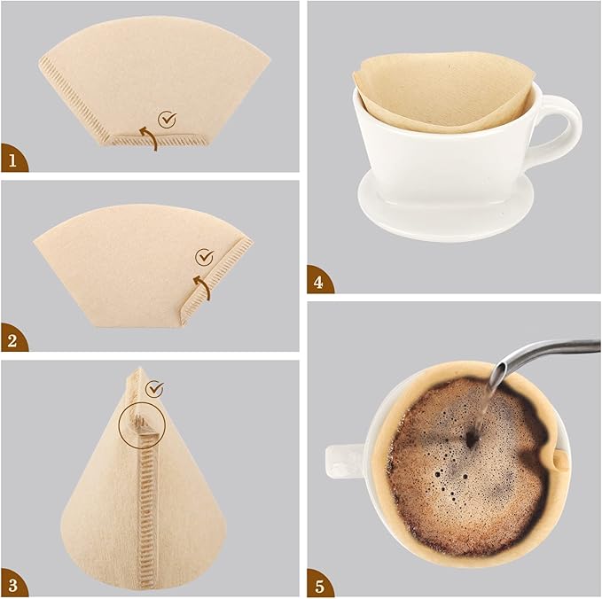 Segarty #1 Coffee Filters Cone, 200 Count Pack Size 1-2 Cup Natural Unbleached Brown Paper Filter Disposable Pour Over Maker Basket Papers Dripper for Most Brewer Machine for Home, Office, Cafetera