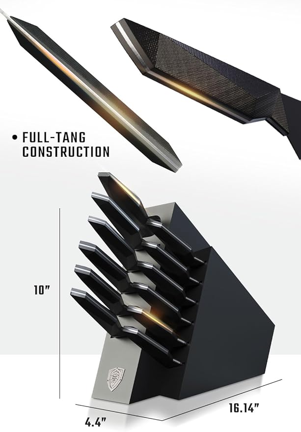 DALSTRONG 12-piece Professional Knife Block Set - Shadow Black Series - Black Titanium Nitride Coated - High-Carbon Stainless Steel Knife Set with Block - NSF Certified Premium Kitchen Set