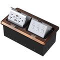 KYHSHJ Dual Pop-Up Floor Electrical Outlet Box Kit，20 Amp Stainless Steel USB TR Receptacle Outlet，3-Port RJ45 Datacom Receptacle， ETL Listed, Bronze