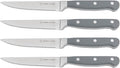 DURA LIVING Premium 4-Piece Steak Knife Set – Sharp Serrated Blades, Forged High Carbon Stainless Steel, Full Tang, Ergonomic Handle, Elegant Gray Finish – Ideal for Dining & Entertaining