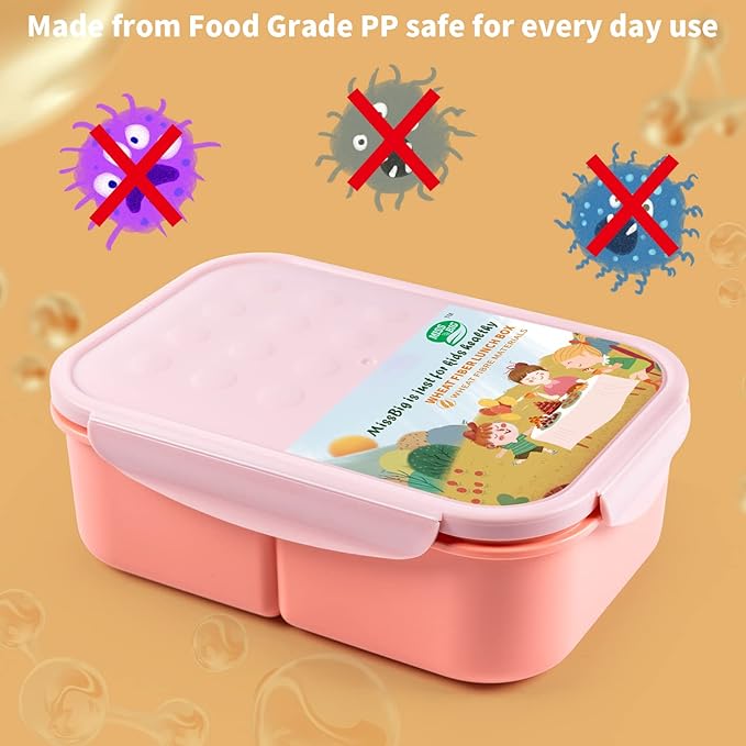 MISS BIG® Bento Box,Bento Box Adult,Lunch Box,Leak Proof Lunch Containers,No BPAs and No Chemical Dyes Bento Lunch Box,Dishwasher and Microwave Safe Lunch Containers for Adults(1900ml Pink)
