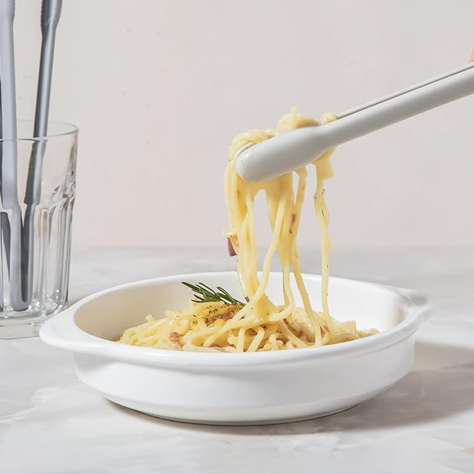 carrotez Silicone Cooking Kitchen Tongs, Anti-Slip,Non-Scratch Serving Tongs 9.25 Inches - Ivory