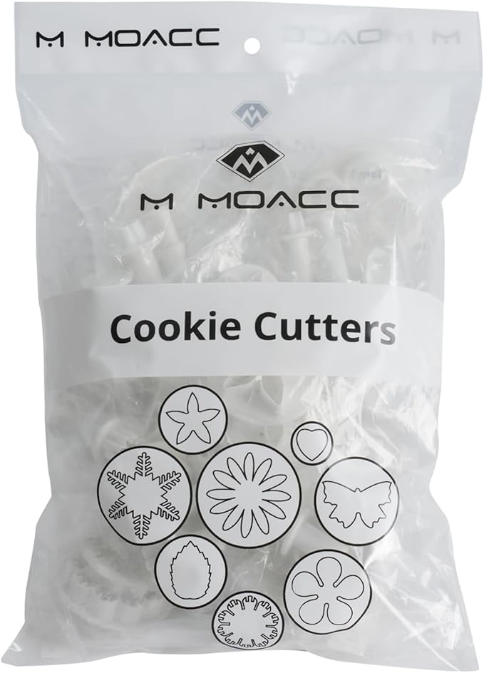 M MOACC Cake Tools 36 Piece Fondant Cake Cookie Plunger Sugarcraft Flower Leaf Butterfly Heart Shape Decorating Mold DIY Icing Plunger Tools