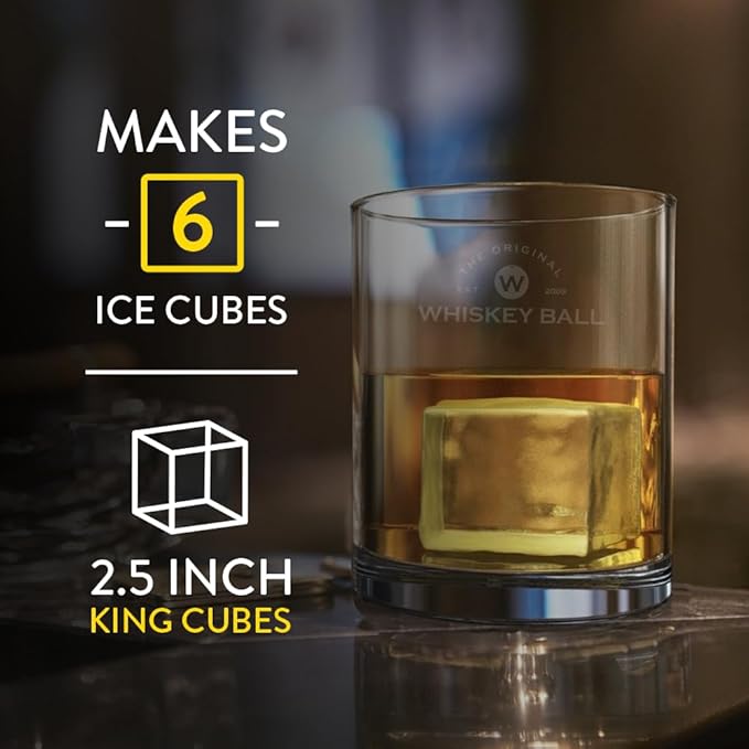 BLOXX Silicone Ice Cube Tray with Lid for Freezer | BPA Free Ice Cube Tray Mold Makes 2in Cubes | Stackable Ice Cube Molds is Dishwasher Safe | Easy release 6 Flexible Ice Cube Trays for Freezer
