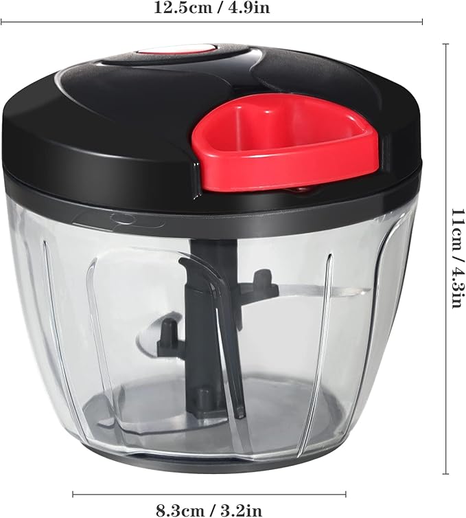 Cambom Manual Food Chopper Vegetable Cutter, Hand String Chopper Onions Cutter for Vegetable Fruits Nuts BPA Free Food Safe Material, 650ml Black