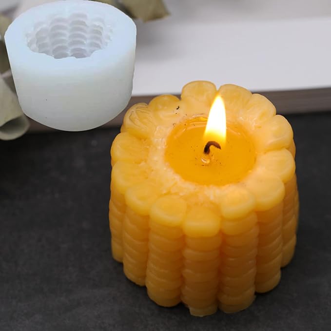 3D Corn Shape Cylinder Silicone Candle Molds Soap Mould Fondant Chocolate Cake Baking Mold for Epoxy Resin,Wax, Polymer Clay