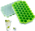 2 PCS Premium Ice Cube Trays, AUSSUA Silicone Ice Cube Molds with Sealing Lid, 74-Ice Trays, Reusable, Safe Hexagonal Ice Cube Molds, for Chilled Drinks, Whiskey, Cocktail, Food