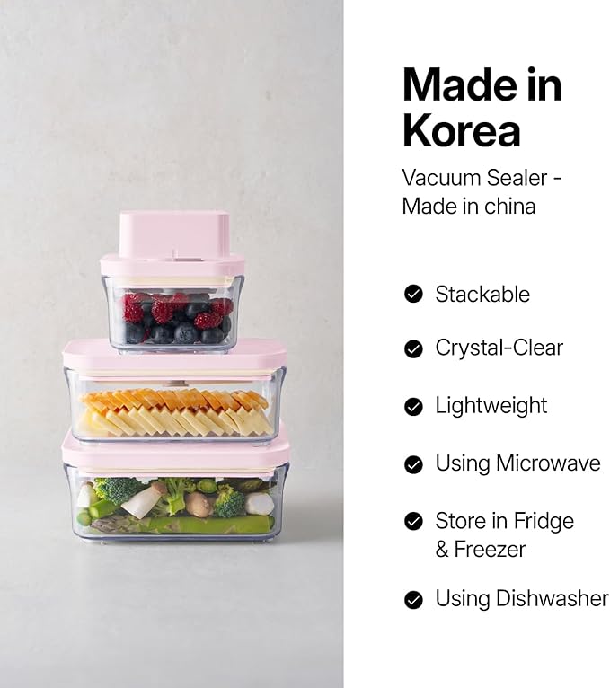 VAKUEN Premium Airtight Food Storage Containers ROSE 0.53qt(0.5L) x2pcs, Patented Double Silicone Lining, 100% Leak Proof, BPA-FREE