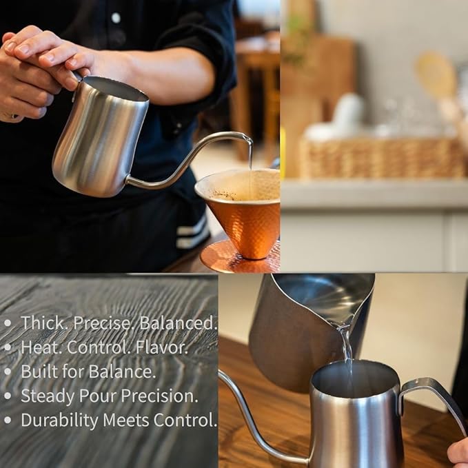 Gooseneck Kettle [ Made in Japan ] 14.5 oz - Stainless Steel Pour Over Coffee Pot