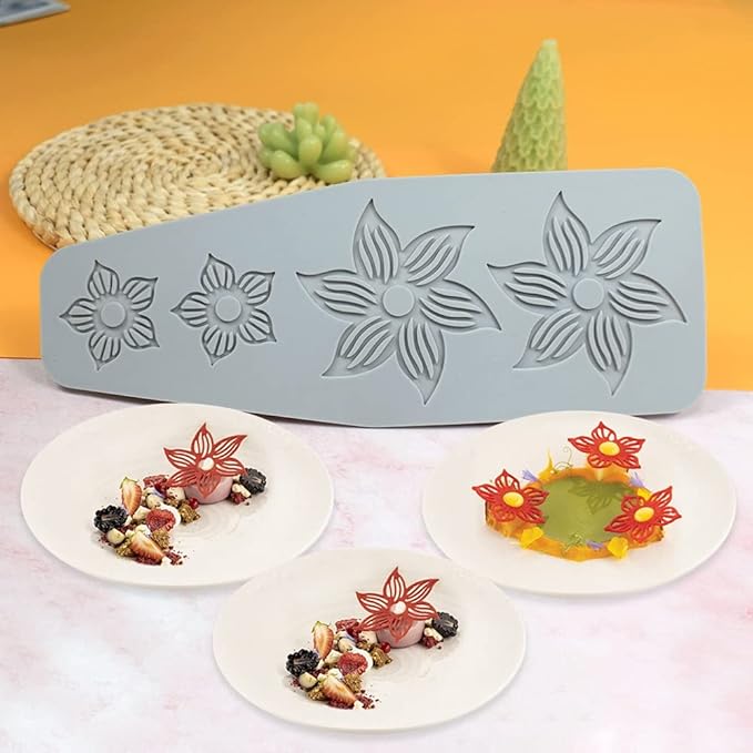 Hollow Leaf Silicone Mold Chocolate Candy 3D Hollow Leaf Candy Mold Food Cooking Meals Decorations Fondant Mold Polymer Clay Molds (Flower A_10.48x3.84x0.12inch)