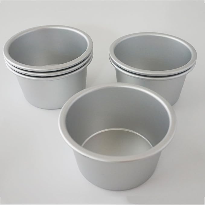 Aluminum Tart Pan Set, 6 PCS Popover Pan Single Serving Pastry, Large Muffin Pans, Baking Tool for Egg Tart, Yorkshire, Cupcake, Baba Au Rhum, Pot Pie (3.82x 2.95x 2.05 Inch)
