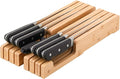 Bamboo Knife Block and In-Drawer Storage, Display Stand and Organizer, In-Drawer Knife Drawer Organizer Holds Up To 7 Knives and 1 Sharpener(Not Included)
