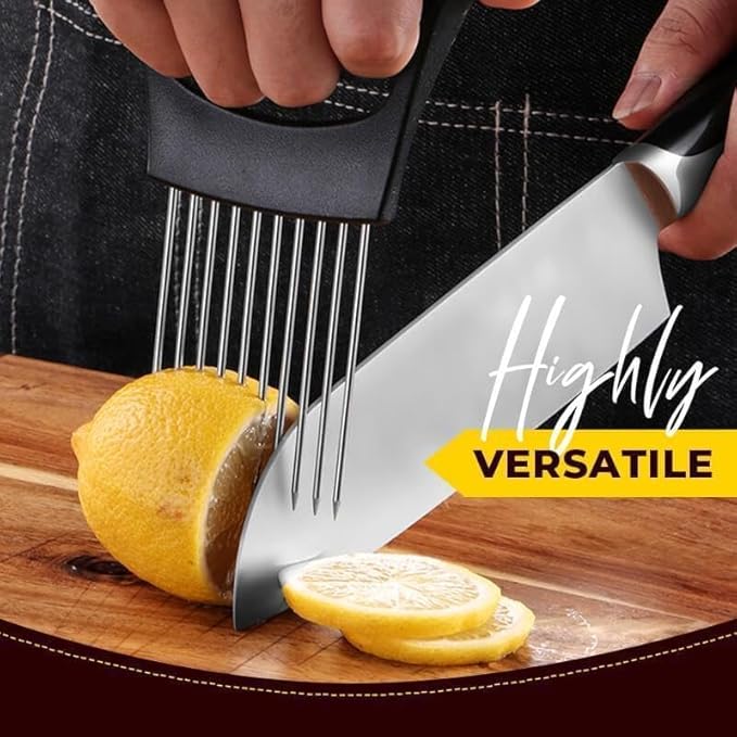 2025 Upgraded Onion Slicer, Onion Holder Chopper for Slicing, Chopper Slicer Assistant Tool, Cutter for Slicing of Meat, Potato, Tomato Kitchen Gadgets (2, Black)