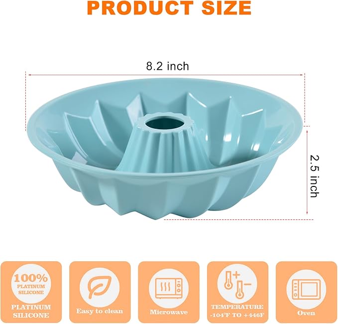 Silicone Cake Mold Flower Shaped - Non-Stick Bundt Pan, Reusable Flexible Baking Mold for Cakes Cupcakes Chocolate, Easy to Clean Blue Baking Supplies