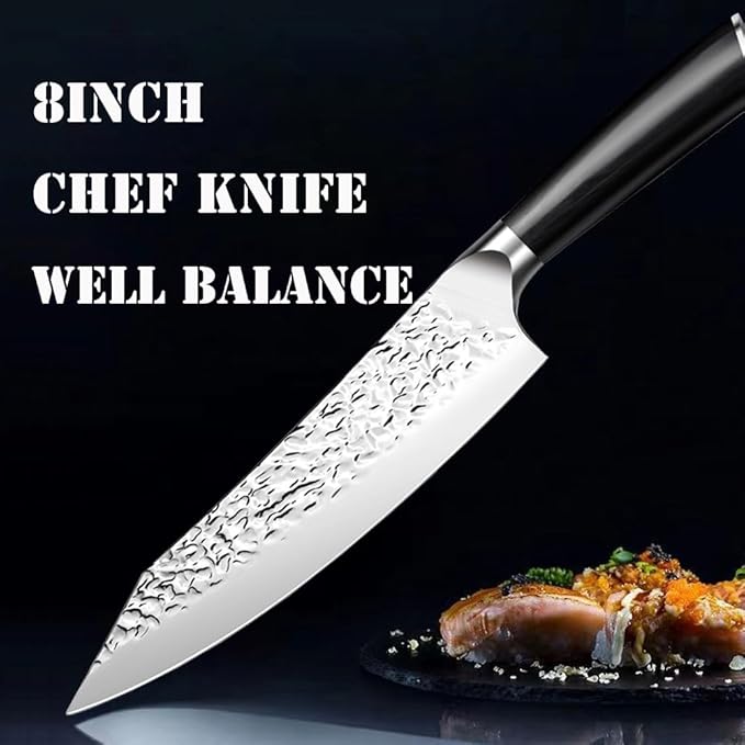 Chef Knife Starter 8 inch Super Sharp Chef's Knife Home Cook Kitchen Knife Premium Carbon Stainless Steel Universal knife with Ergonomic Wooden Handle in Gift Box