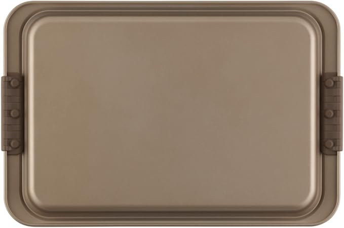 Anolon Advanced Nonstick Bakeware Cookie Pan Set/Baking Sheets with Silicone Grips, 2 Piece, Bronze
