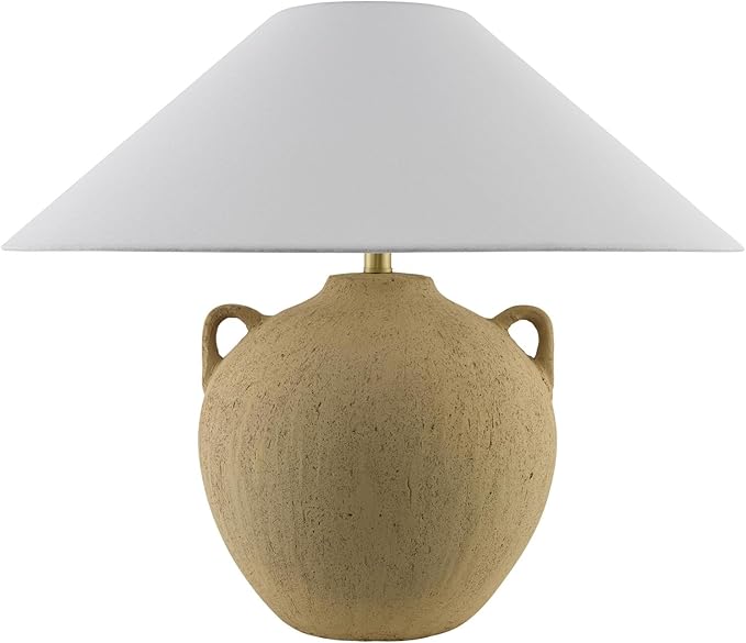 Livabliss x Galey Alix Araya Vintage Clay Jar Table Lamp, 22" H x 22" W x 22" D, Tan