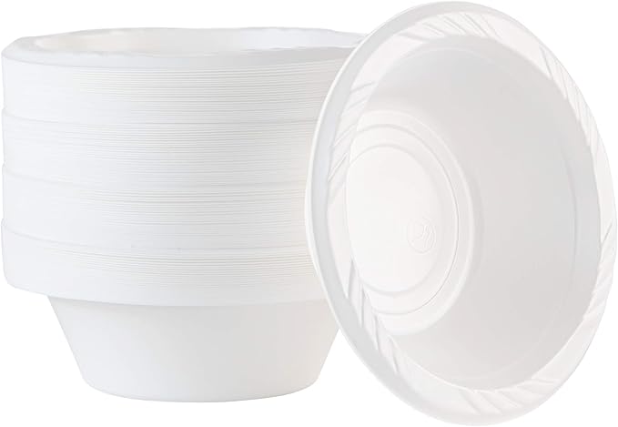 PLASTICPRO 100 Count Disposable 5 ounce White Plastic Dessert Bowls
