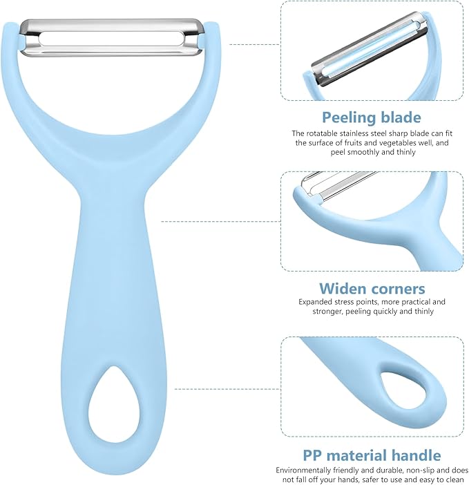 Apple Peeler:Pear Fruit Vegetable Peeler,Manual peeler for Peeling Apples, Pears, Cucumber;Garlic Carrot Potato Cheese Zester Grater, Essential Kitchen Tool(2-Pack) (blue)
