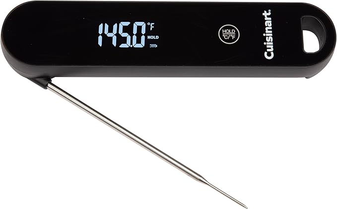 Cuisinart LED Digital Pro Instant Read Thermometer, Calibrated Ambidextrous Waterproof Meat Thermometer for Home & Grill, Lift to Wake Ultra Fast 0.6s Read Time, Home Gadget, BBQ, Smoker, Oil Fry